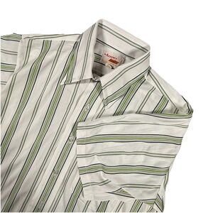 Vintage Arrow Knits  Shirt Adult 15.5 Medium White Green stripe 70s breathable‎